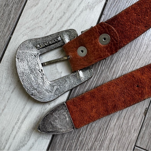 LeatherRock Vintage Tan Leather Belt W/Blue Studs And Multicolored Rock |Size:36 main image 10